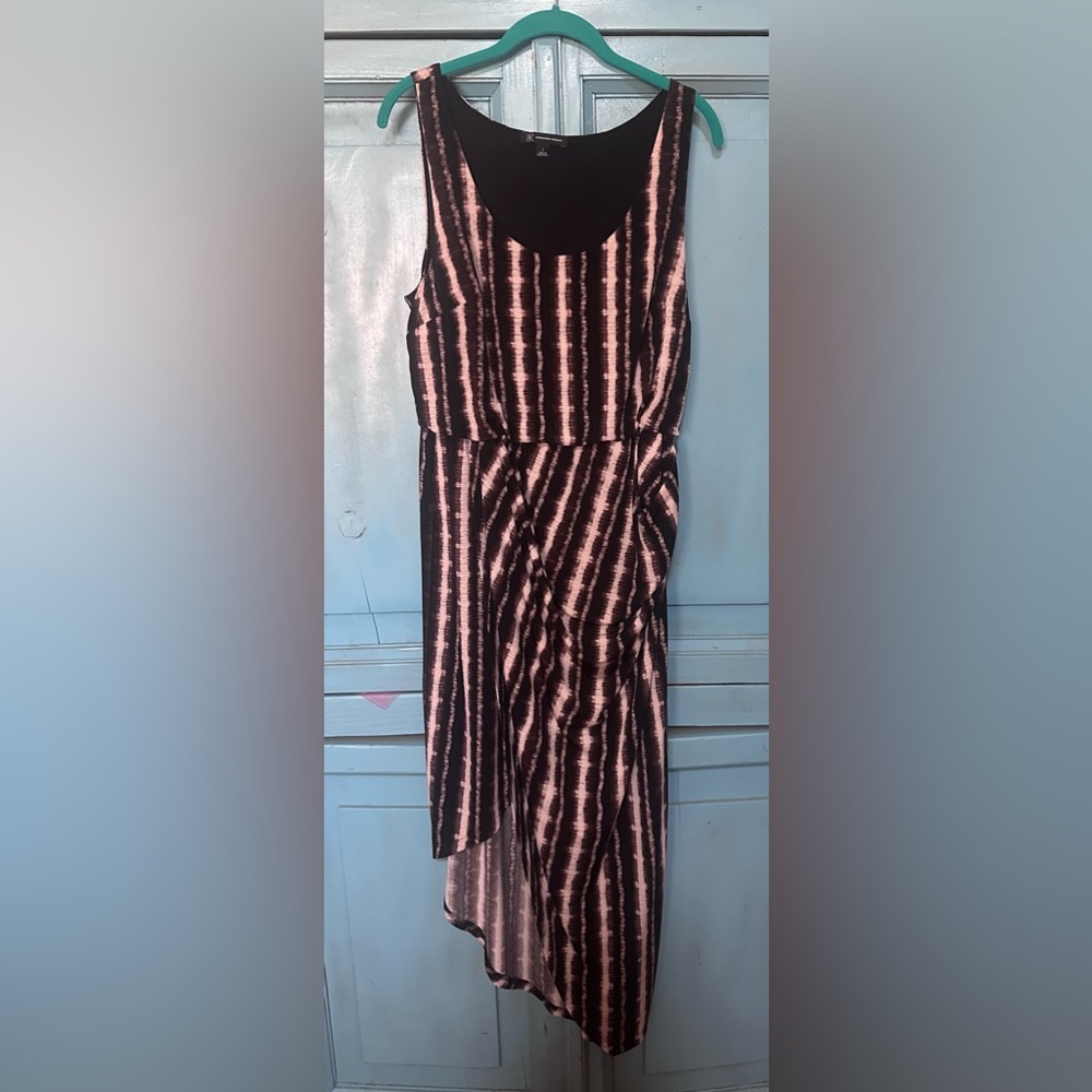 INC International Concepts Black and Brown Sleeveless High-Low Maxi Dress